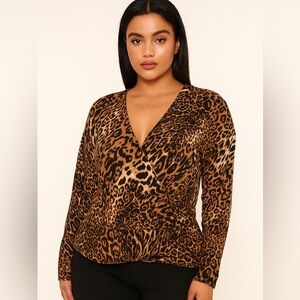 TOBOGGAN Leopard Print Wrap Top XL